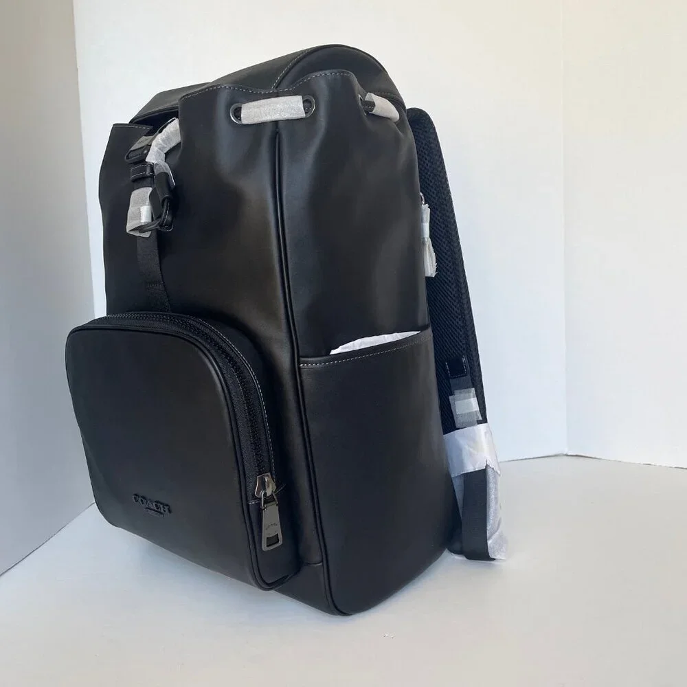 Coach Racer Backpack Large Black Calf Leather Laptop Bag CU112 ORGPKG